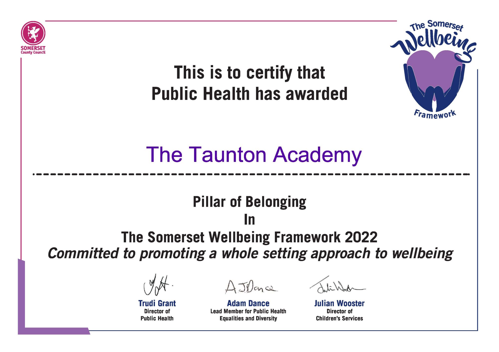 Taunton Academy Belonging 2022 A