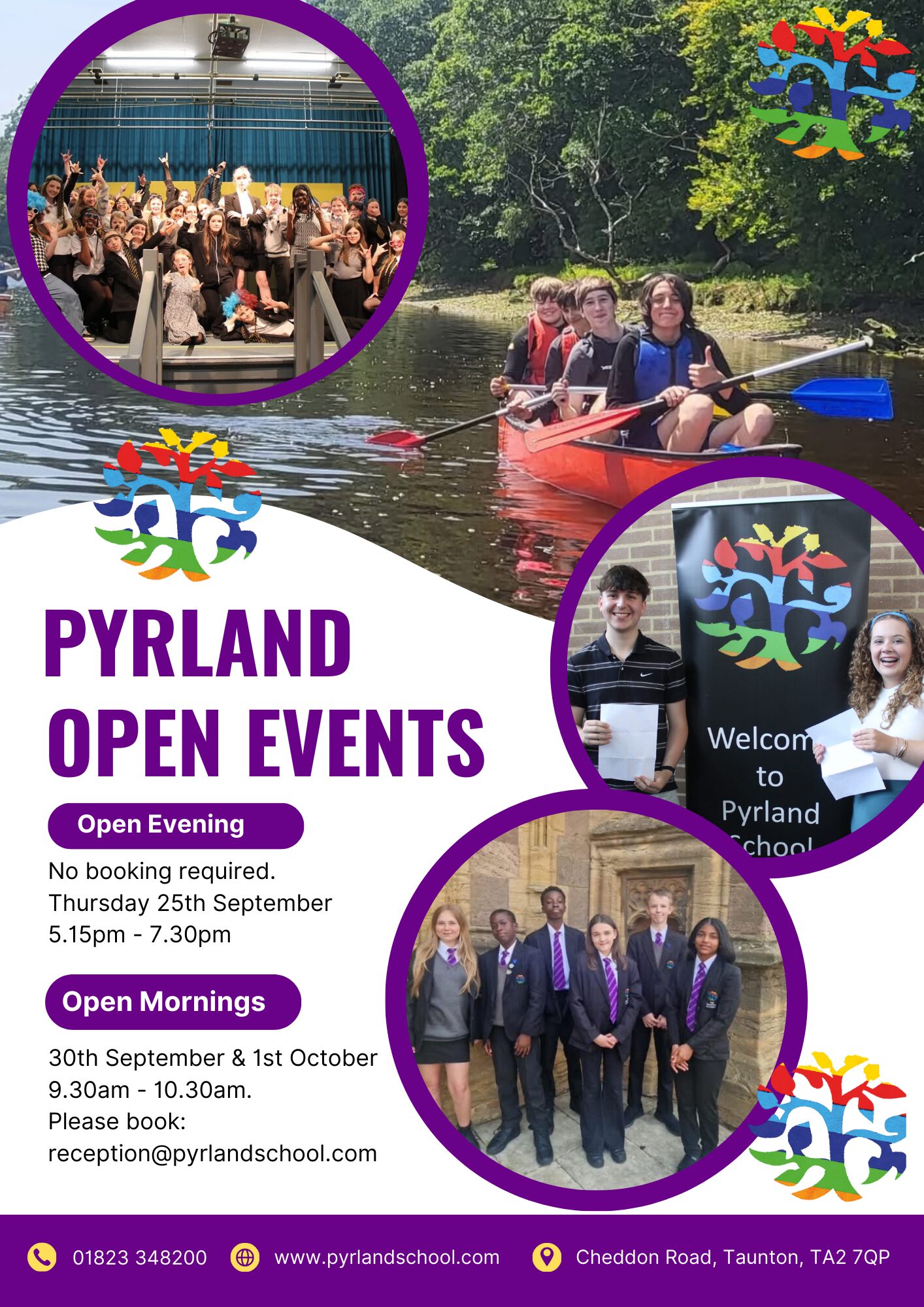 Purple And White Modern School Open House Flyer